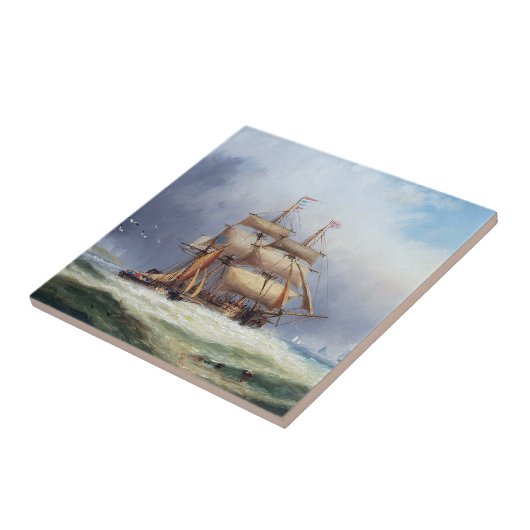 Het eiland Wright loodsboot 1887 Tegeltje (Zijkant)