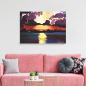 HET EILAND ZONSONDERGANG canvas schilderij (Insitu (Woonkamer))