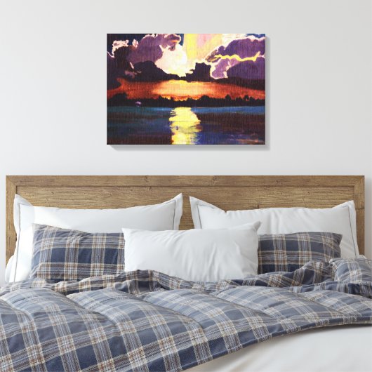 HET EILAND ZONSONDERGANG canvas schilderij (Insitu (Slaapkamer))