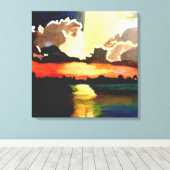 HET EILAND ZONSONDERGANG canvas schilderij (Insitu (Houten vloer))
