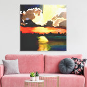 HET EILAND ZONSONDERGANG canvas schilderij Afdruk (Insitu (Woonkamer))