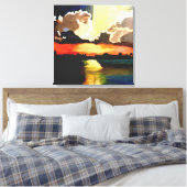 HET EILAND ZONSONDERGANG canvas schilderij Afdruk (Insitu (Slaapkamer))