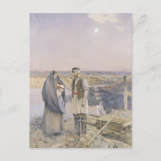 Het einde van de dag, 1888 briefkaart (Voorkant)