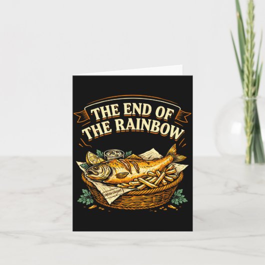 Het einde van de regenboog grappige fish and chips kaart (Voorkant)