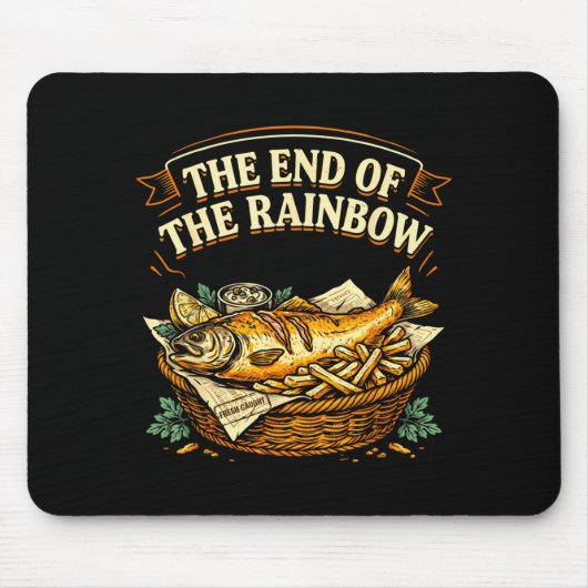 Het einde van de regenboog grappige fish and chips muismat (Voorkant)
