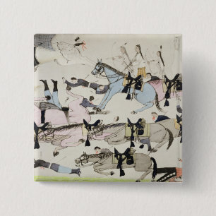 Het einde van de strijd (inkt op papier) vierkante button 5,1 cm