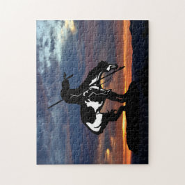 Het einde van de Trail Silhouette Jigzaag Puzzle Legpuzzel