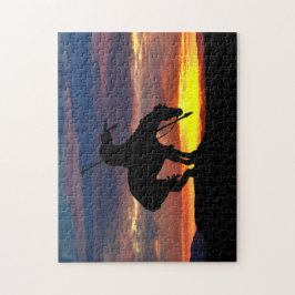 Het einde van de Trail Silhouette Jigzaag Puzzle Legpuzzel