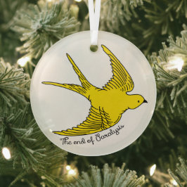 Het einde van de verlamming glas ornament