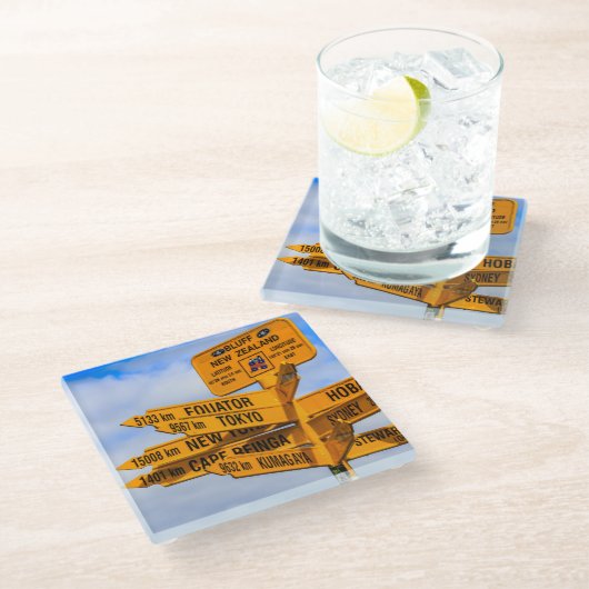 Het einde van de weg glazen onderzetter (Schuin)