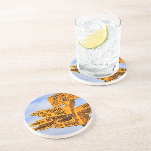 Het einde van de weg zandsteen onderzetter (Zijkant)