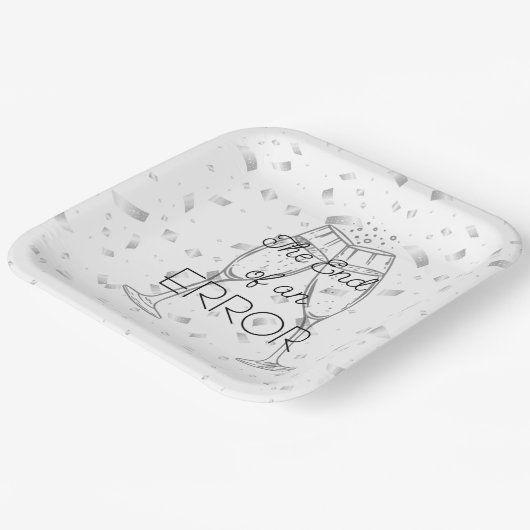 Het einde van een fout Champagne scheidingsfeest Papieren Bordje (Gebogen)