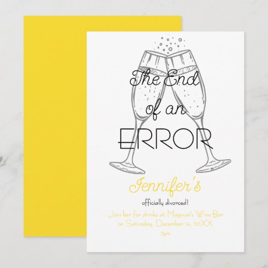 Het einde van een fout Champagnedivorcefeest Kaart (Voorkant / Achterkant)