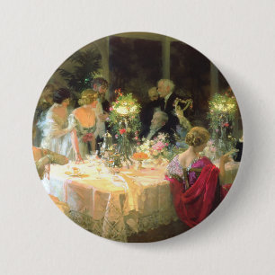 Het einde van het diner 1913 door Jules Alexandre  Ronde Button 7,6 Cm