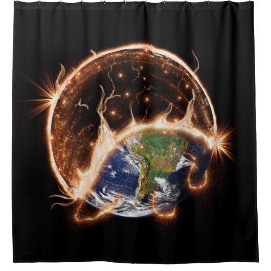 Het einde van het wereldgordijn van de douche. douchegordijn (Voorkant)