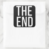 Het einde vierkante sticker (Tas)