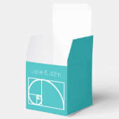 Het eindigt in een turquoise gunstbox bedankdoosjes (Geopend)