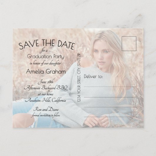 Het Elegant Afstuderen van de Foto van het Manuscr Briefkaart (Achterkant)