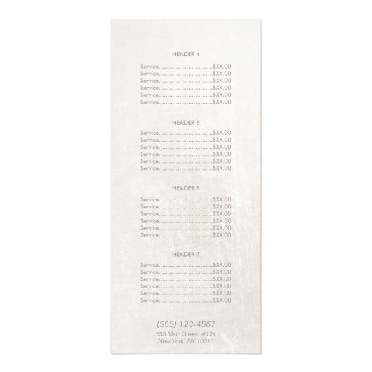 Het Elegant Borgepenseld Witte Marmer Salon Prijsl Reclamekaart (Achterkant)