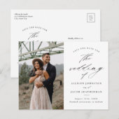 Het Elegant de Foto van het Manuscript Wedden spar Aankondigingskaart (Voorkant / Achterkant)