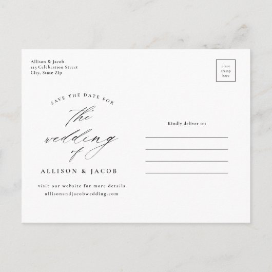 Het Elegant de Foto van het Manuscript Wedden spar Aankondigingskaart (Achterkant)