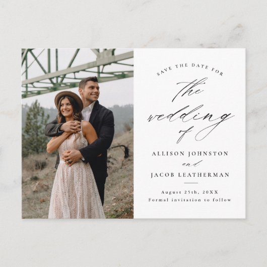 Het Elegant de Foto van het Manuscript Wedden spar Aankondigingskaart (Voorkant)