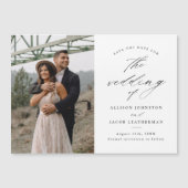 Het Elegant de Foto van het Manuscript Wedden spar Magnetische Uitnodiging (Voorkant)