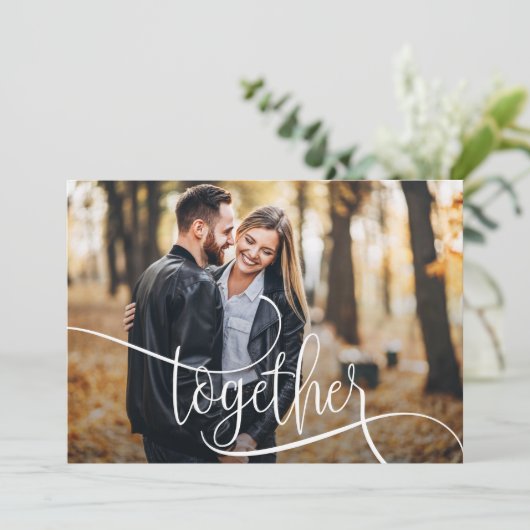 Het Elegant de Foto van het Manuscript Wedden spar Save The Date (Staand voorkant)