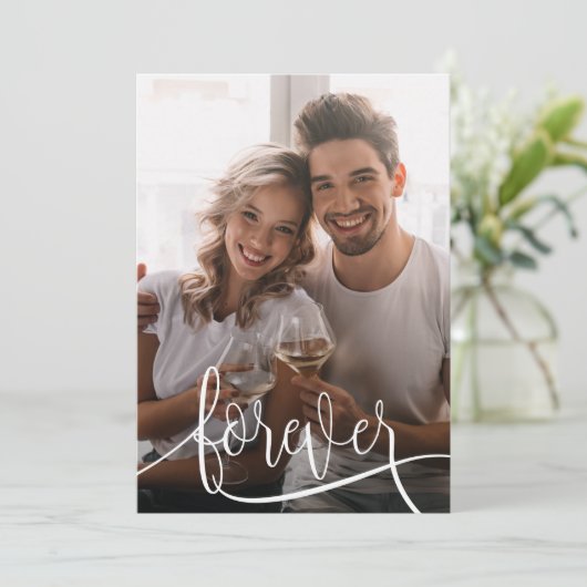 Het Elegant de Foto van het Manuscript Wedden spar Save The Date (Staand voorkant)