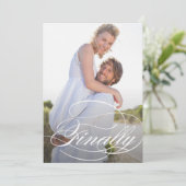 Het Elegant de Foto van het Manuscript Wedden spar Save The Date (Staand voorkant)