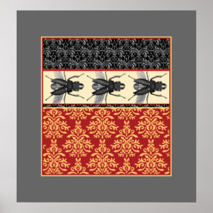 Het Elegant Insect - Bugs op Brocade Poster