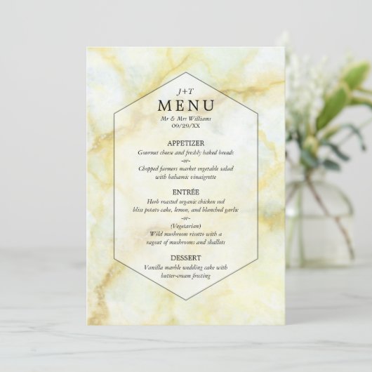Het Elegant Marble Effect Wedding Collectie Menu (Staand voorkant)