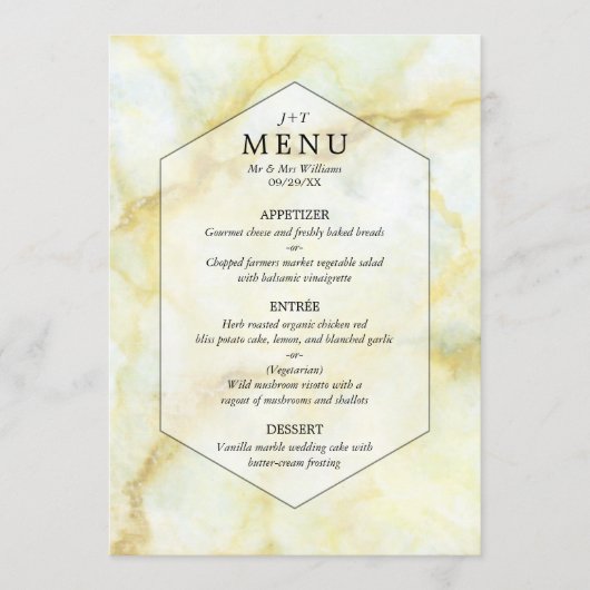Het Elegant Marble Effect Wedding Collectie Menu (Voorkant)