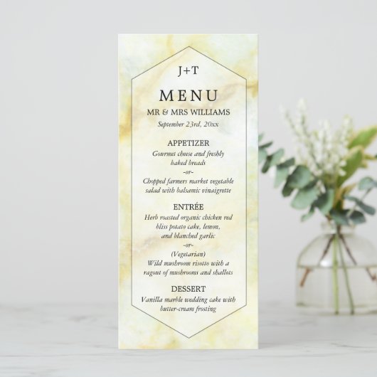 Het Elegant Marble Effect Wedding Collectie Menu (Staand voorkant)