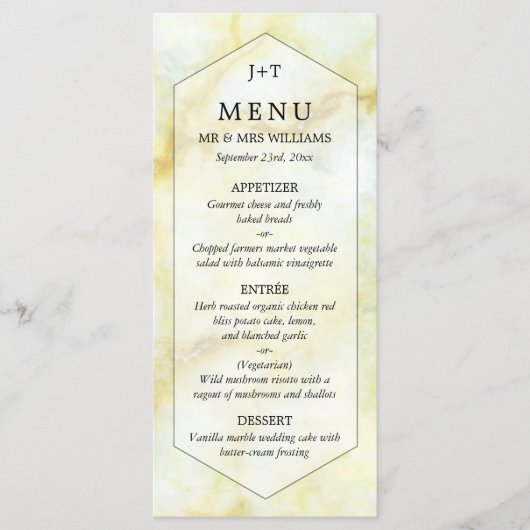 Het Elegant Marble Effect Wedding Collectie Menu (Voorkant)