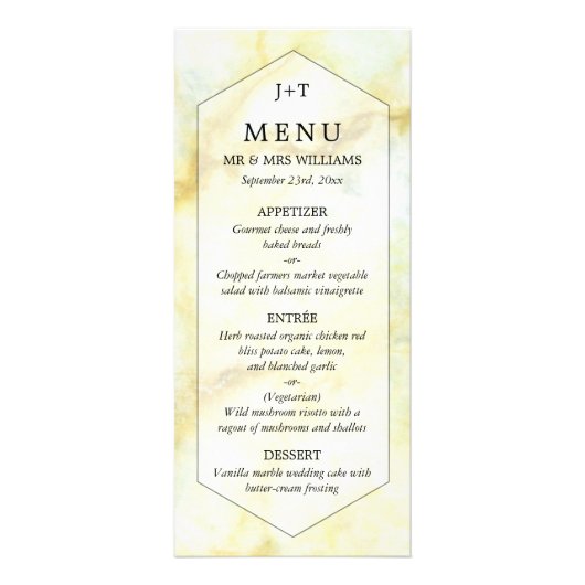 Het Elegant Marble Effect Wedding Collectie Menu (Voorkant)