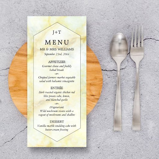 Het Elegant Marble Effect Wedding Collectie Menu