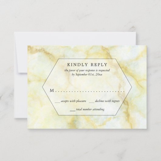 Het Elegant Marble Effect Wedding Collectie RSVP Kaartje (Voorkant)