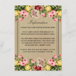 Het Elegant Vintage Floral Wedding Collectie Informatiekaartje