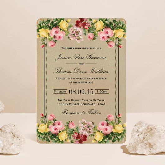 Het Elegant Vintage Floral Wedding Collectie Kaart