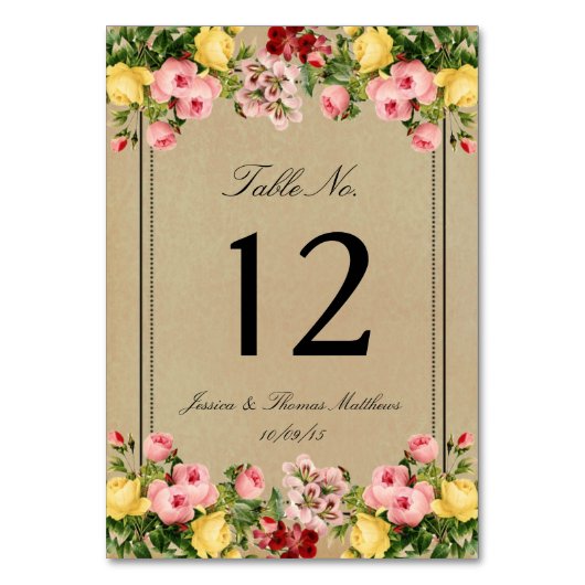 Het Elegant Vintage Floral Wedding Collectie Kaart (Voorkant)