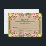 Het Elegant Vintage Floral Wedding Collectie RSVP Kaartje<br><div class="desc">Het elegante  collectie van de bloemetjesbruiloft is een verbluffend design met mooie  bloemen. Deze RSVP-kaarten kunnen worden gepersonaliseerd voor je speciale gelegenheid en maken de perfecte antwoordkaart voor elke bruiloft,  vrijgezellenfeest,  verlofpartij,  verjaardagsfeestje en nog veel meer.</div>