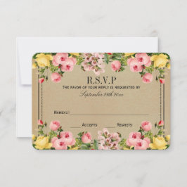 Het Elegant Vintage Floral Wedding Collectie RSVP Kaartje