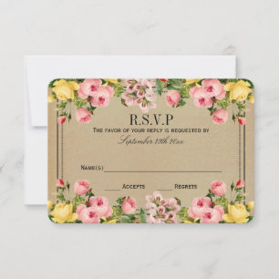 Het Elegant Vintage Floral Wedding Collectie RSVP Kaartje