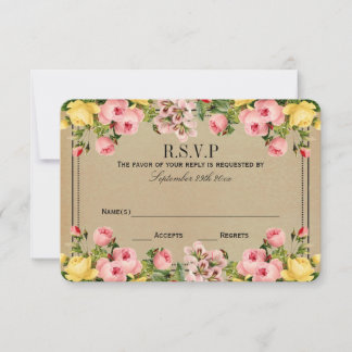 Het Elegant Vintage Floral Wedding Collectie RSVP Kaartje