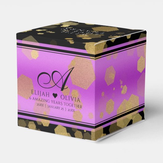 Het elegante 6de 33ste Violetkleurige Jubileum van Bedankdoosjes (Achterkant)