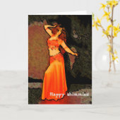 Het elegante Bellydancer Gelukkige Wenskaart ~ Kaart (Gele Bloem)