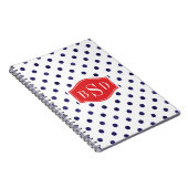 Het elegante blauwe en witte monogram van notitieboek (Rechterzijde)