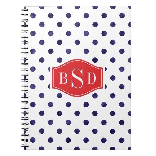 Het elegante blauwe en witte monogram van notitieboek (Voorkant)