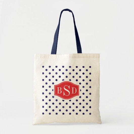Het elegante blauwe en witte monogram van tote bag (Voorkant)